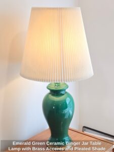 Emerald-Green-Ceramic-Ginger-Jar-Table-Lamp-with-Brass-Accents-and-Pleated-Shade-second-image