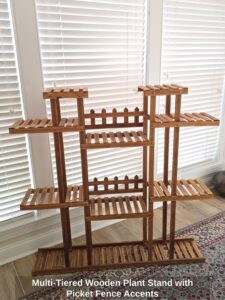 Multi-Tiered-Wooden-Plant-Stand-with-Picket-Fence-Accents
