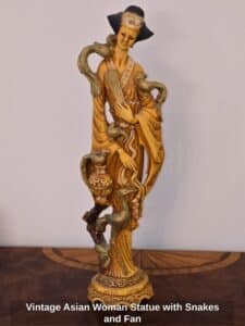 Vintage-Asian-Woman-Statue-with-Snakes-and-Fan