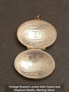 Vintage-Enamel-Locket-with-Camel-and-Elephant-Motifs-Sterling-Silver-third-image