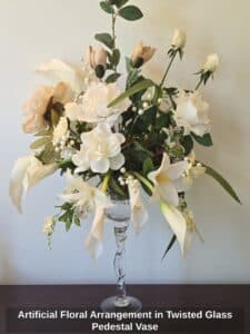 Artificial-Floral-Arrangement-in-Twisted-Glass-Pedestal-Vase