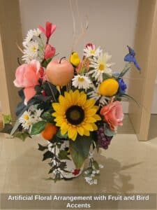 Artificial-Floral-Arrangement-with-Fruit-and-Bird-Accents