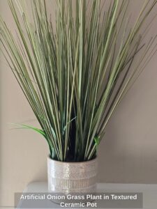 Artificial-Onion-Grass-Plant-in-Textured-Ceramic-Pot