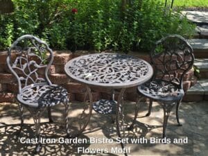 Cast-Iron-Garden-Bistro-Set-with-Birds-and-Flowers-Motif