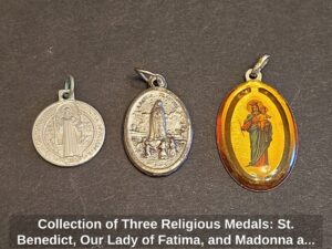 Collection-of-Three-Religious-Medals-St.-Benedict-Our-Lady-of-Fatima-and-Madonna-and-Child