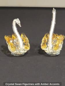 Crystal-Swan-Figurines-with-Amber-Accents