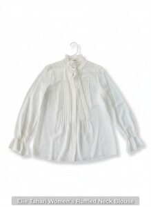 Elie-Tahari-Womens-Ruffled-Neck-Blouse