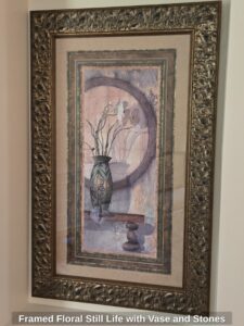 Framed-Floral-Still-Life-with-Vase-and-Stones