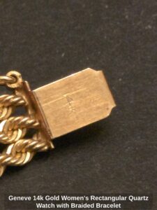 Geneve-k-Gold-Womens-Rectangular-Quartz-Watch-with-Braided-Bracelet-second-image