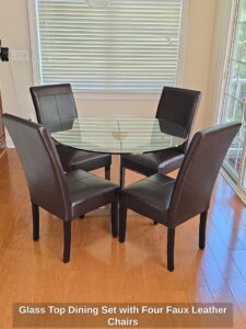 Glass-Top-Dining-Set-with-Four-Faux-Leather-Chairs