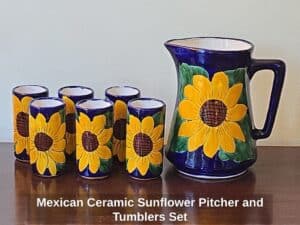 Mexican-Ceramic-Sunflower-Pitcher-and-Tumblers-Set