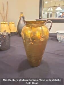Mid-Century-Modern-Ceramic-Vase-with-Metallic-Gold-Band-fourth-image