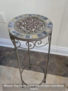 Mosaic-Top-Plant-Stand-with-Ornate-Cast-Metal-Insert