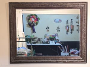 Ornate-Bronze-Finish-Wood-Mirror