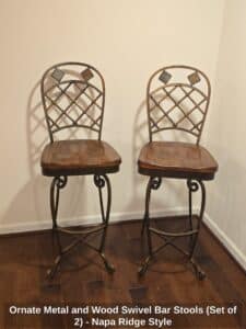 Ornate-Metal-and-Wood-Swivel-Bar-Stools-Set-of-Napa-Ridge-Style