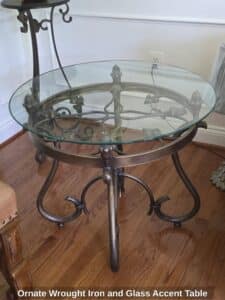 Ornate-Wrought-Iron-and-Glass-Accent-Table-second-image