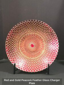 Red-and-Gold-Peacock-Feather-Glass-Charger-Plate