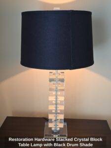 Restoration-Hardware-Stacked-Crystal-Block-Table-Lamp-with-Black-Drum-Shade-third-image