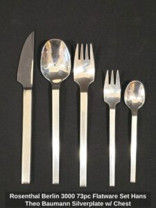 Rosenthal-Berlin-pc-Flatware-Set-Hans-Theo-Baumann-Silverplate-w-or-Chest