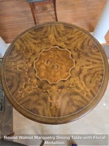 Round-Walnut-Marquetry-Dining-Table-with-Floral-Medallion-second-image