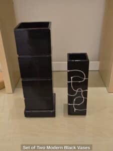 Set-of-Two-Modern-Black-Vases