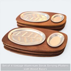 Set-of-Vintage-Aluminum-Steak-Serving-Platters-with-Wood-Bases