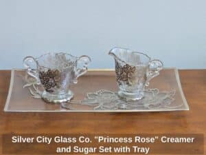 Silver-City-Glass-Co.-Princess-Rose-Creamer-and-Sugar-Set-with-Tray
