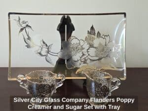 Silver-City-Glass-Company-Flanders-Poppy-Creamer-and-Sugar-Set-with-Tray