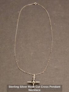 Sterling-Silver-Rose-Cut-Cross-Pendant-Necklace-second-image