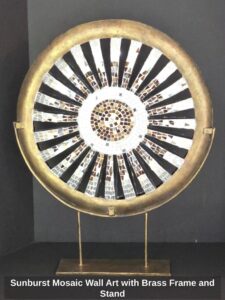Sunburst-Mosaic-Wall-Art-with-Brass-Frame-and-Stand