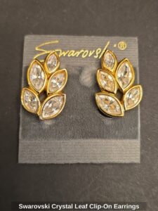 Swarovski-Crystal-Leaf-Clip-On-Earrings