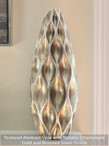 Textured-Abstract-Vase-with-Metallic-Champagne-Gold-and-Brushed-Silver-Finish