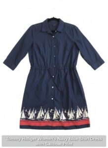 Tommy-Hilfiger-Womens-Navy-Blue-Shirt-Dress-with-Sailboat-Print