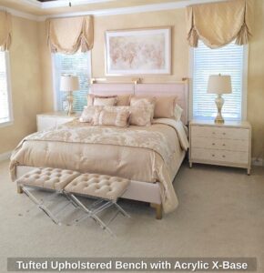 Tufted-Upholstered-Bench-with-Acrylic-X-Base
