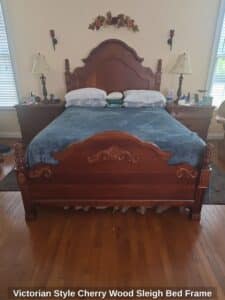 Victorian-Style-Cherry-Wood-Sleigh-Bed-Frame