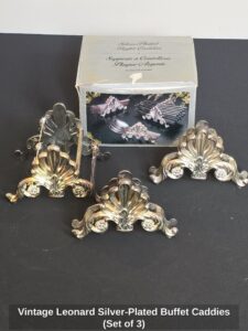 Vintage-Leonard-Silver-Plated-Buffet-Caddies-Set-of-