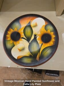 Vintage-Mexican-Hand-Painted-Sunflower-and-Calla-Lily-Plate