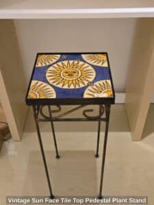 Vintage-Sun-Face-Tile-Top-Pedestal-Plant-Stand-second-image