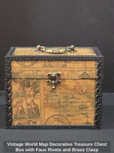 Vintage-World-Map-Decorative-Treasure-Chest-Box-with-Faux-Rivets-and-Brass-Clasp