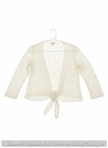 Womens-Crochet-Knit-Tie-Front-Shrug-Cardigan