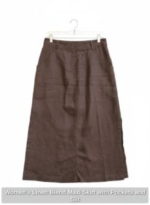 Womens-Linen-Blend-Maxi-Skirt-with-Pockets-and-Slit