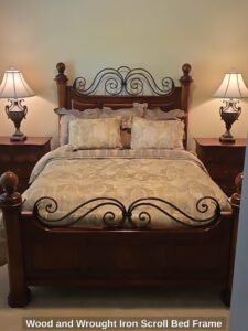 Wood-and-Wrought-Iron-Scroll-Bed-Frame