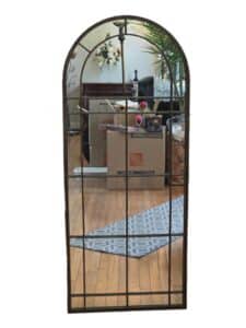 Wrought-Iron-Arch-Windowpane-Mirror