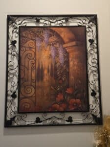 Wrought-Iron-Framed-Wisteria-Garden-I-Print-by-Elaine-Vollherbst-Lane