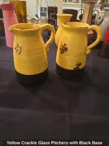 Yellow-Crackle-Glaze-Pitchers-with-Black-Base
