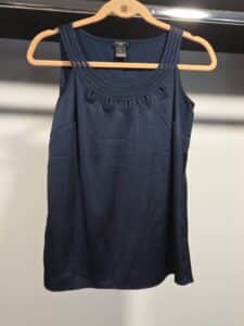Ann-Taylor-Navy-Blue-Sleeveless-Top-with-Embellished-Neckline