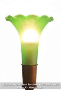 Antique-Art-Nouveau-Torchiere-Floor-Lamp-with-Green-Art-Glass-Shade-second-image