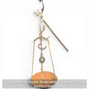 Antique-Brass-Beam-Scale-with-Copper-Pan-and-Griffin-Finial