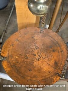 Antique-Brass-Beam-Scale-with-Copper-Pan-and-Griffin-Finial-fourth-image