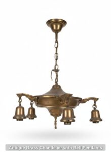 Antique-Brass-Chandelier-with-Bell-Pendants